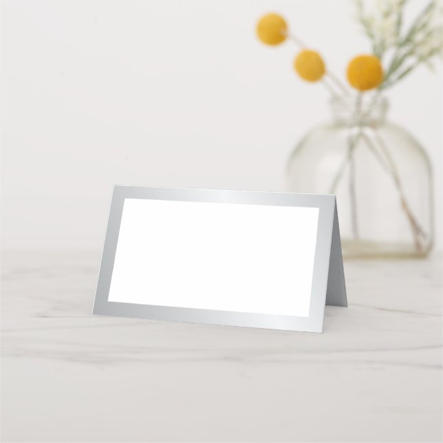 Blank Elegant Silver Wedding Place Card (Front)