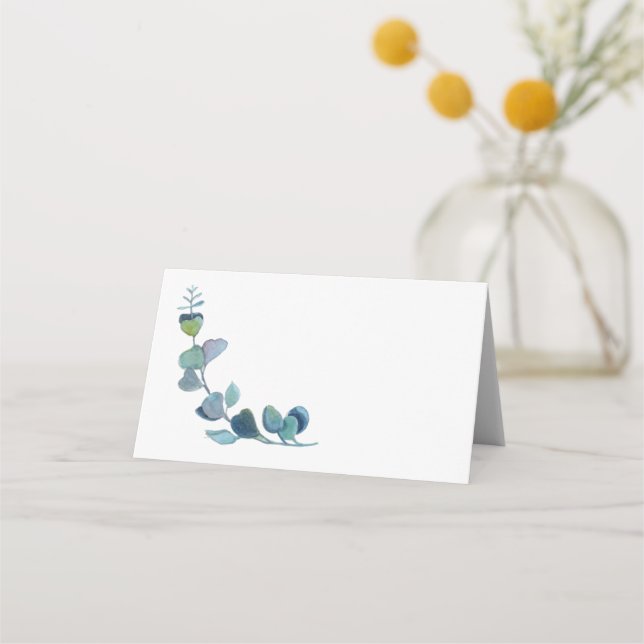 Blank Eucalyptus For Hand Written Wedding Place Card (Front)