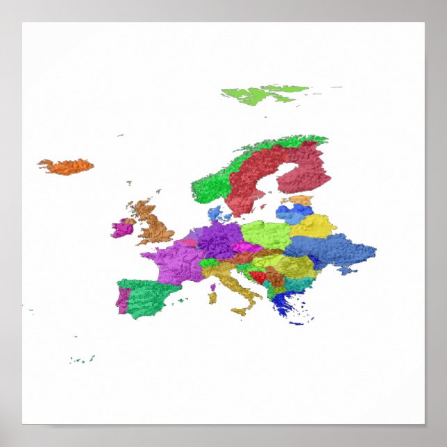 Blank Europ Countries Map Poster  (Front)