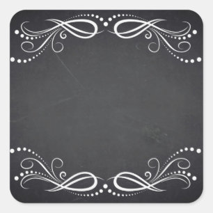 Blank Faux Chalkboard Floral Curves Customise Square Sticker