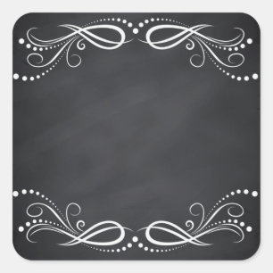 Blank Faux Chalkboard Floral Swirl Customise Square Sticker