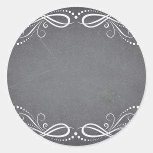 Blank Faux Chalkboard Floral Swirl Customise Text Classic Round Sticker