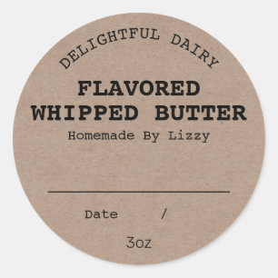 Blank Flavoued Whipped Butter Labels