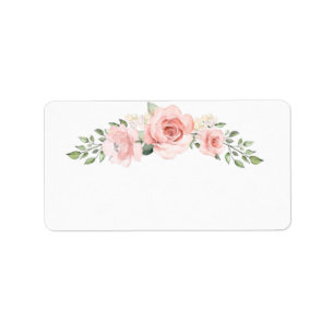 Blank Floral blush pink roses Label