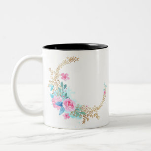 BLANK-Floral Border- Two-Tone Coffee Mug