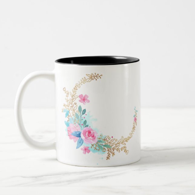 BLANK-Floral Border- Two-Tone Coffee Mug (Left)
