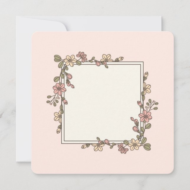 Blank Floral Frame Invitation or Greeting Card (Front)