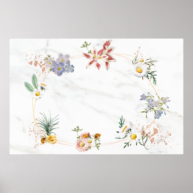 Blank floral oval frame  poster (Front)
