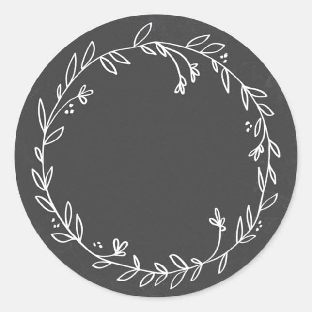 Blank Floral Wreath Chalkboard Thank You Sticker (Front)