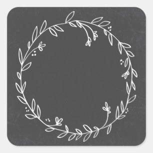 Blank Floral Wreath Chalkboard Thank You Sticker