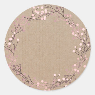 Blank Floral Wreath Label Classic Round Sticker