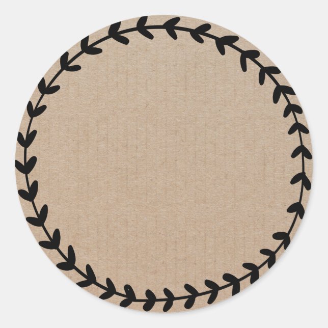 Blank Floral Wreath Label Classic Round Sticker (Front)