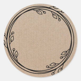 Blank Floral Wreath Label Classic Round Sticker