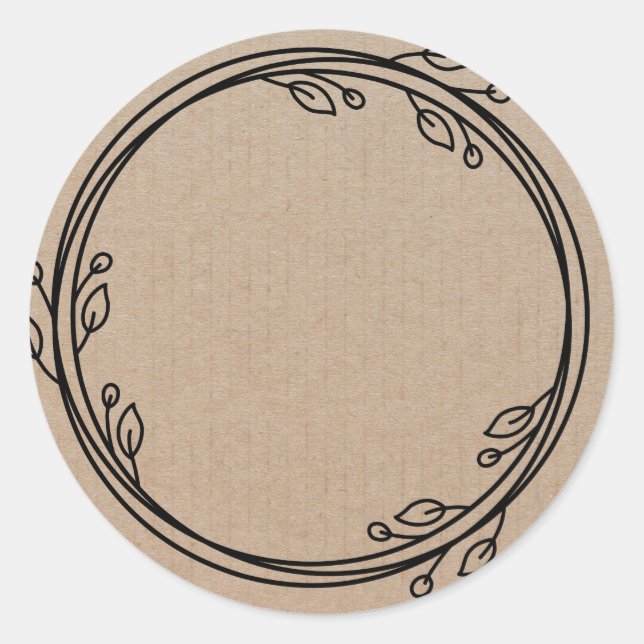 Blank Floral Wreath Label Classic Round Sticker (Front)