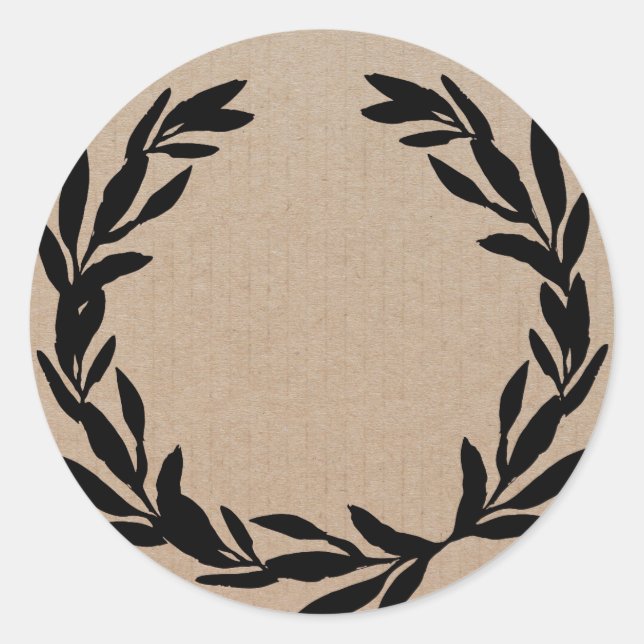 Blank Floral Wreath Label Classic Round Sticker (Front)