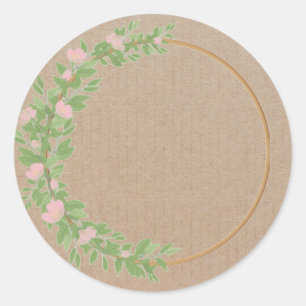 Blank Floral Wreath Label Classic Round Sticker