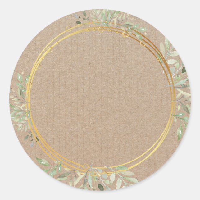 Blank Floral Wreath Label Classic Round Sticker (Front)
