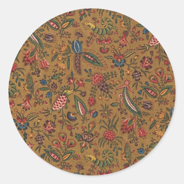 Blank Floral Wreath Label Classic Round Sticker (Front)