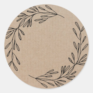 Blank Floral Wreath Label Classic Round Sticker