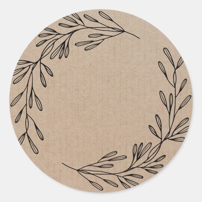 Blank Floral Wreath Label Classic Round Sticker (Front)