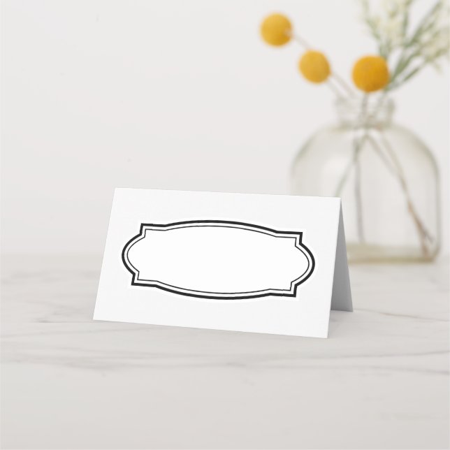 Blank folded place cards with elegant border (Front)