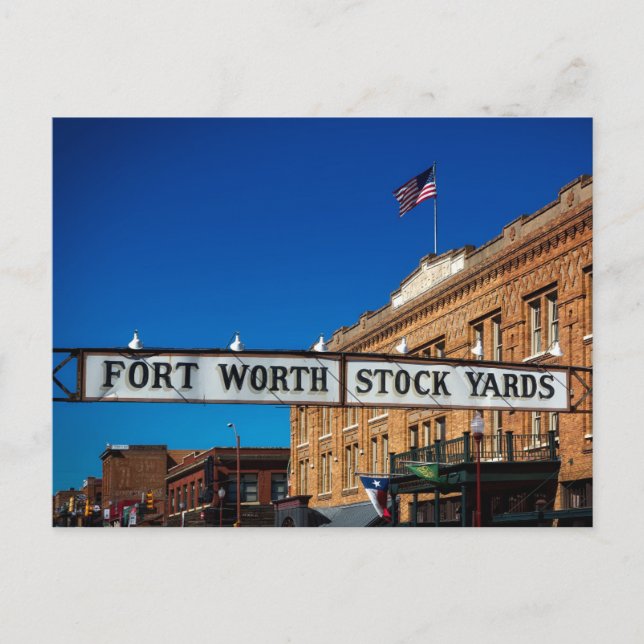 Blank Fort Worth Stockyards Texas Historic Cowtown Postcard (Front)