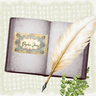Blank Frame Victorian Style BookPlate Rectangular Sticker
