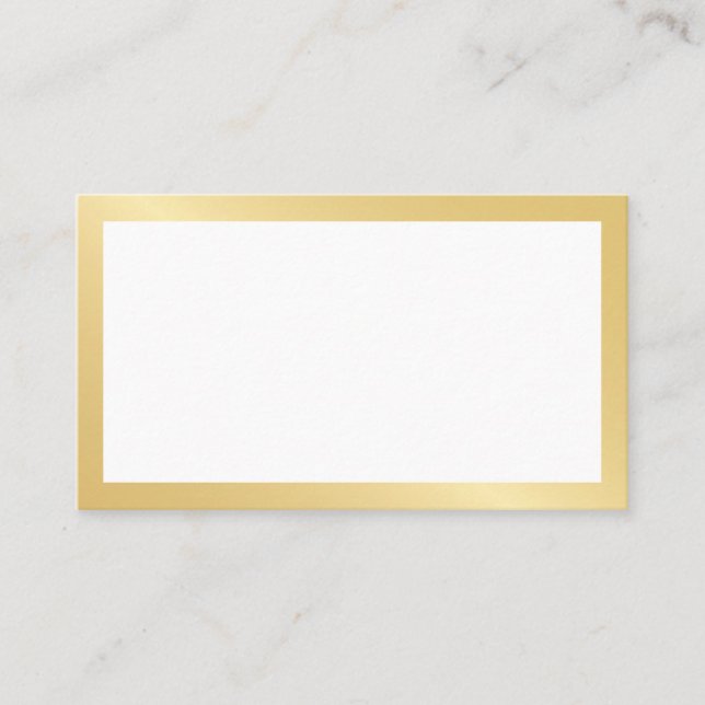 Blank Gold and White Wedding Place Card (Front)