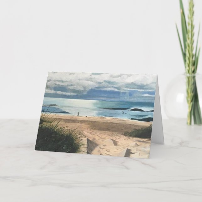 Blank Greeting Card Beach Sunrise painting (Front)