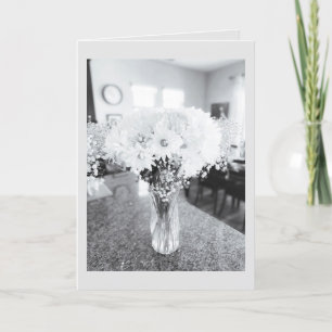 Blank Greeting Card Black and White Flowers