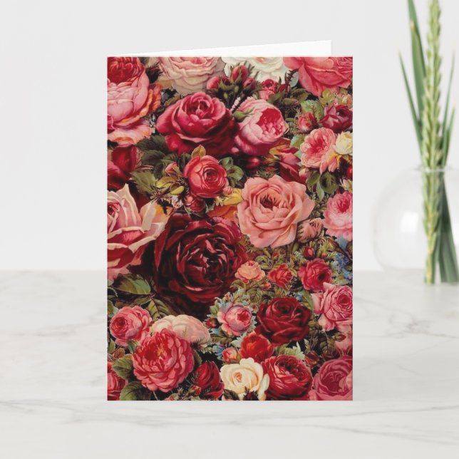 Blank Greeting Card Roses and Flowers (Front)