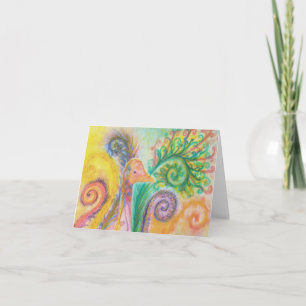 Blank Greeting Card with Colourful Bird Design