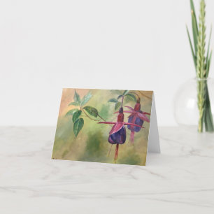 Blank greeting card with Fuchsia flower design 