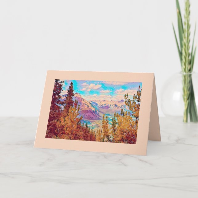 Blank Greeting Card with Mountain Scene (Front)