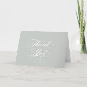 Blank Grey-Green Elegant Script Graduation Thank You Card