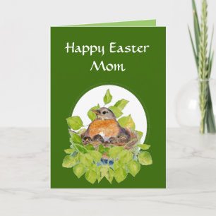Blank Happy Easter Mum, Mother Robin on Nest Holiday Card