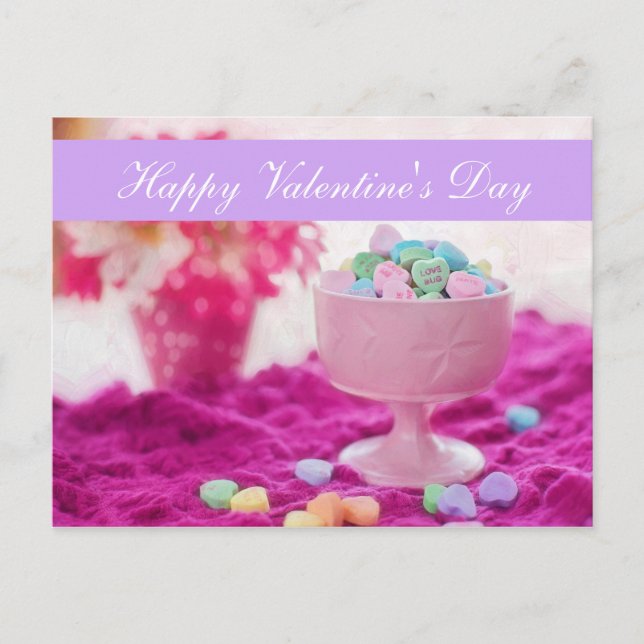 Blank - "Happy Valentine's Day" Candy Heart Holiday Postcard (Front)