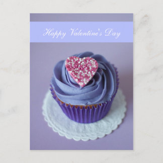 Blank - "Happy Valentine's Day" Heart Cupcake Holiday Postcard