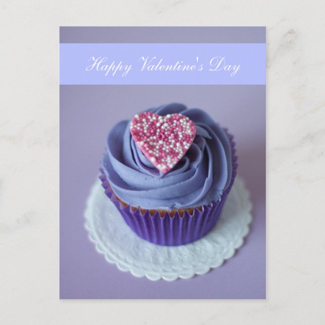 Blank - "Happy Valentine's Day" Heart Cupcake Holiday Postcard (Front)
