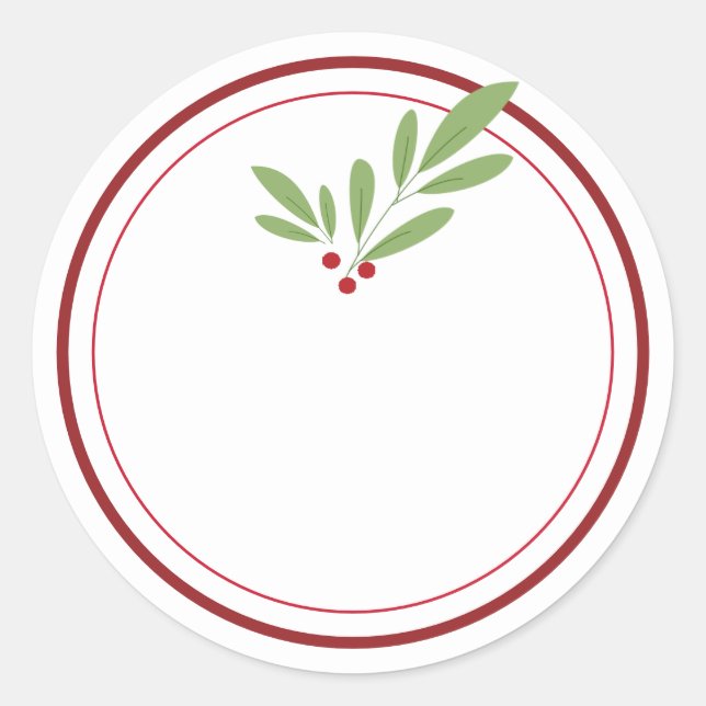 BLANK Holiday Greenery Jar Classic Round Sticker (Front)