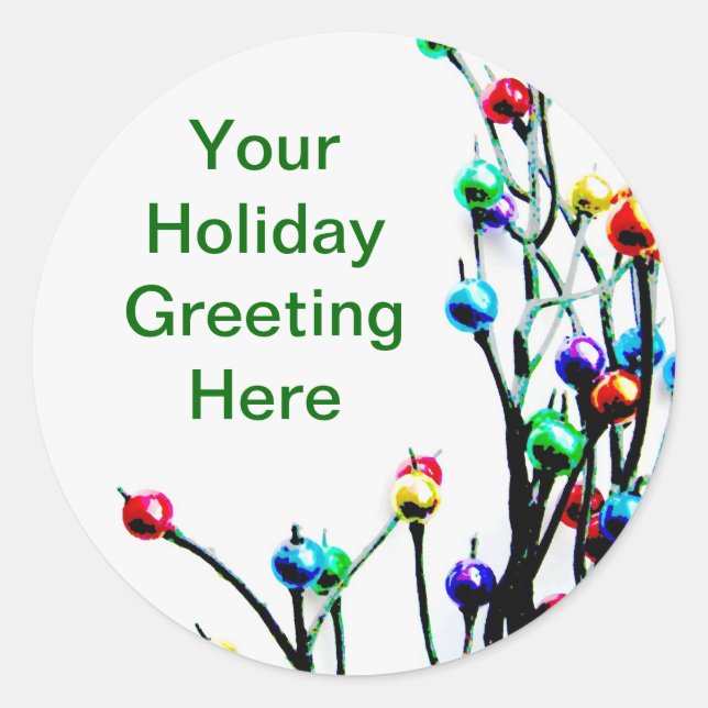 Blank Holiday Greeting Classic Round Sticker (Front)