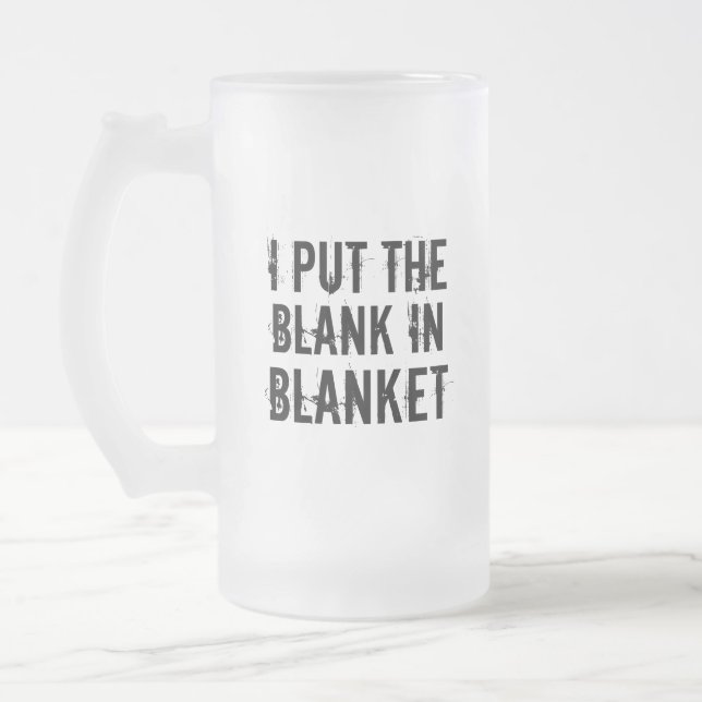 blank in blanket frosted glass beer mug (Left)