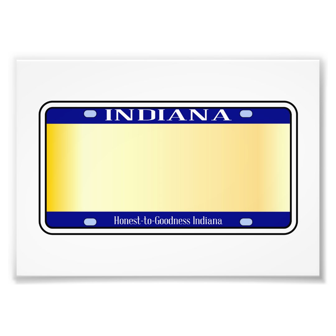 Blank Indiana State License Plate Photo Print | Zazzle