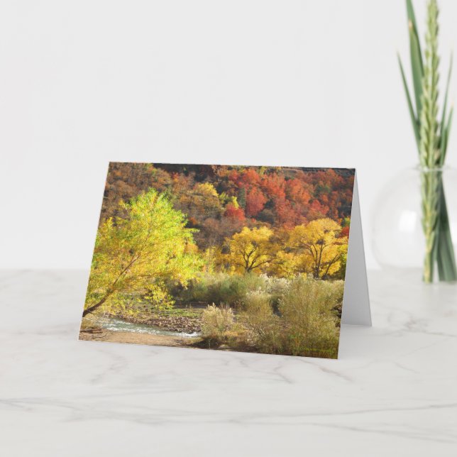 Blank Inside Autumn Zion National park Greeting Card (Front)