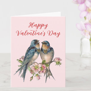 Blank Inside Blue Birds Valentine's Day Card