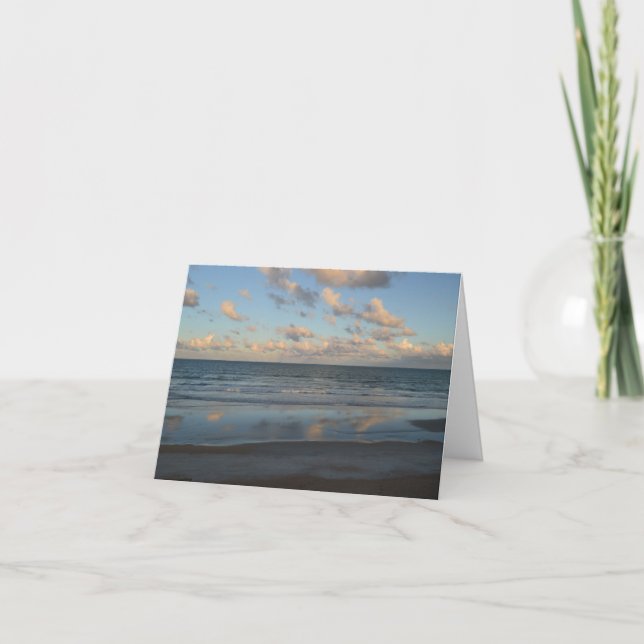 Blank Inside, Calm Beach Water's Edge At Sunrise Card (Front)