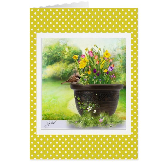 Blank Inside Flower Garden Greeting Card (Front)