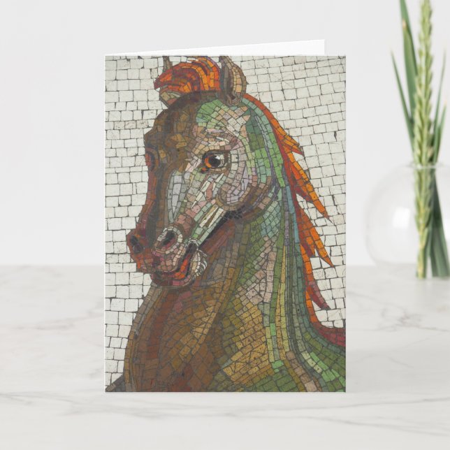 Blank Inside Mosaic Horse Greeting Card (Front)