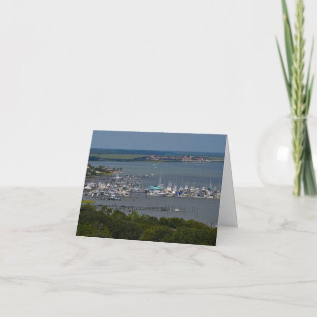 Blank Inside, Scenic Florida Marina Greeting Card (Front)