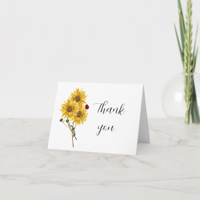 Blank Inside Sunflower Thank You  Card (Front)